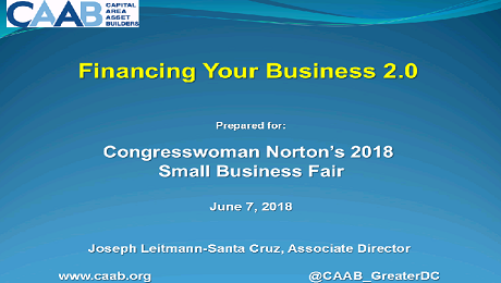 CAAB and WACIF Partner to Present at Congresswoman Norton's 2018 Small Business Fair on Sources of Funding for Your Small Business