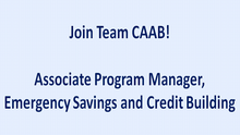 CAAB Seeks an Associate Program Manager, Emergency Savings and Credit Building